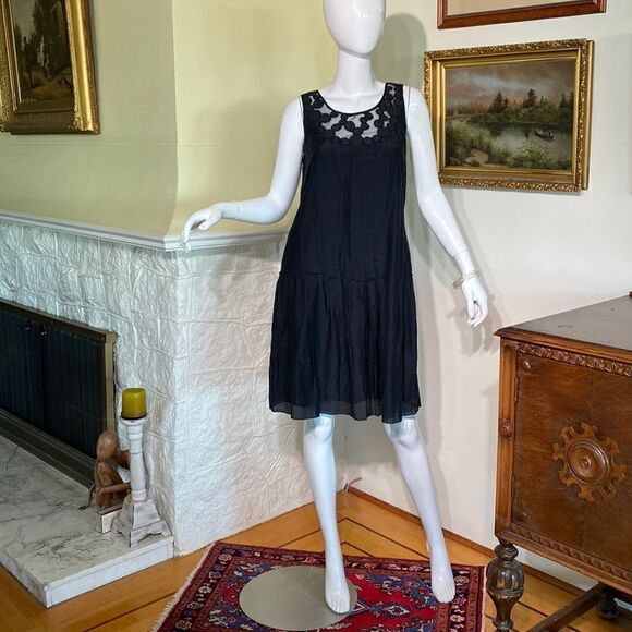 Bruuns Bazaar Copenhagen LBD Silk & Cotton Blend Black Dress - Picture 3 of 12